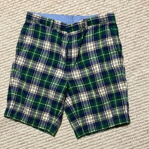 Brooks Brothers Green and Blue Flat Front Plaid Shorts